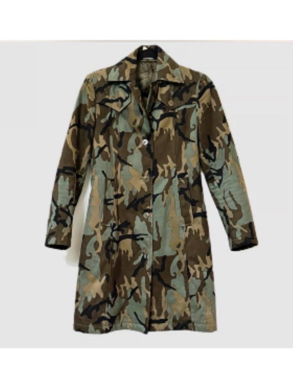 Vintage Esprit Women's Camoflauge Trench Coat in Green, Brown & Black - Picture 9 of 11